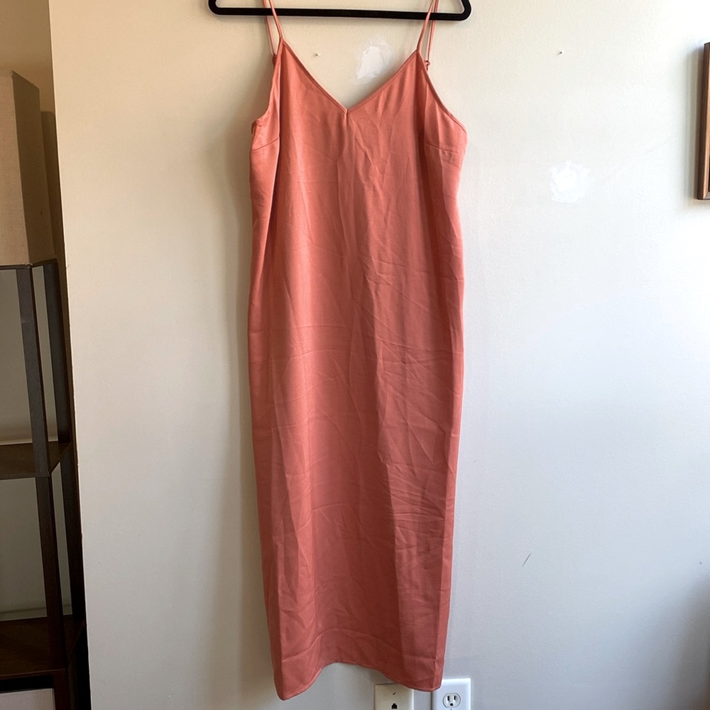 Peach long dress with a slit size M
